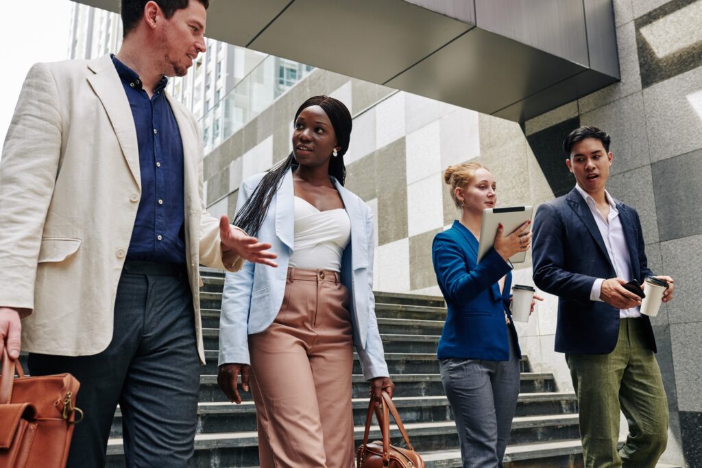 Walking business people